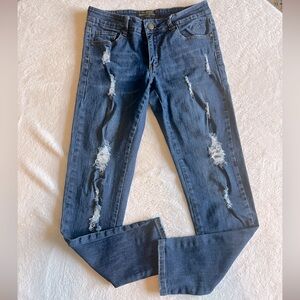 VERSACE size 28/4 distressed medium wash jeans